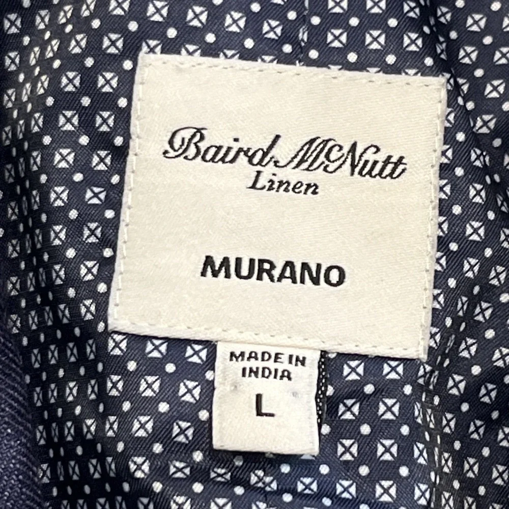 Baird McNutt 100% Linen Blazer Mens Large Slim Fit Blue Sport Coat and Vest
